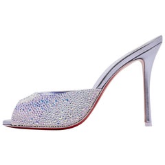 Christian Louboutin Purple Crystals Leather Me Dolly Slide Sandals Size 39