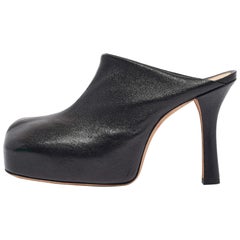 Bottega Veneta Black Leather Mules Size 37
