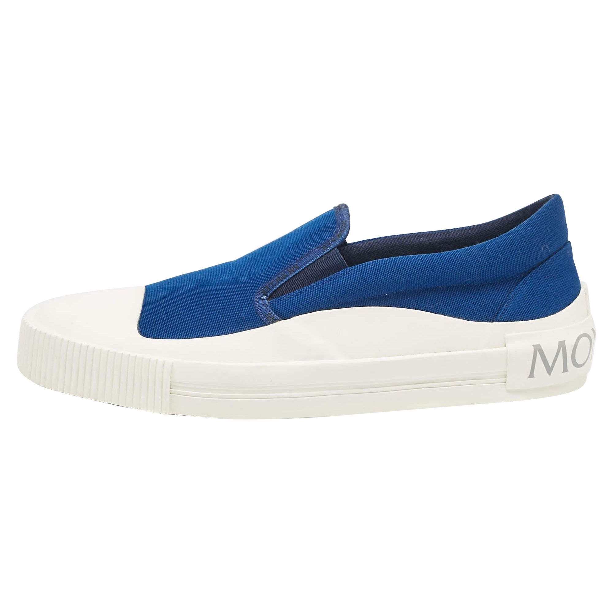 Moncler Blue Denim Petit Leave No Trace Slip On Sneakers Size 45 For Sale