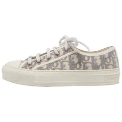 Dior White Canvas Rubber Walk'n'Dior Sneakers 36