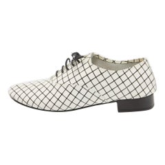Repetto White/Black Printed Leather Derby Size 39