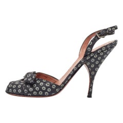 Alaia Black/White Print Raffia Bow Ankle Strap Sandals Size 38 (Sandales à lanières en raphia imprimées noir/blanc)