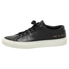 Common Projects Black Leather Low Top Sneakers Size 37