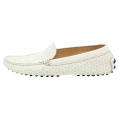 Tod's White Laser Cut Patent Leather Slip On Loafers Size 37