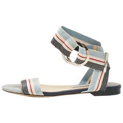 Jimmy Choo Multicolor Canvas Ankle Strap Sandals Size 37