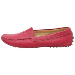 Tod's Pink Leather Penny Loafers Size 37.5