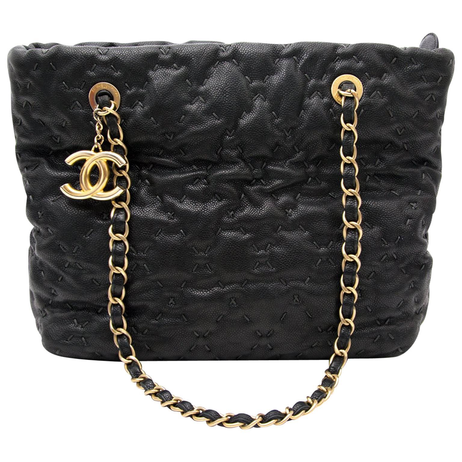 Chanel Black Stitched Shoulder Bag