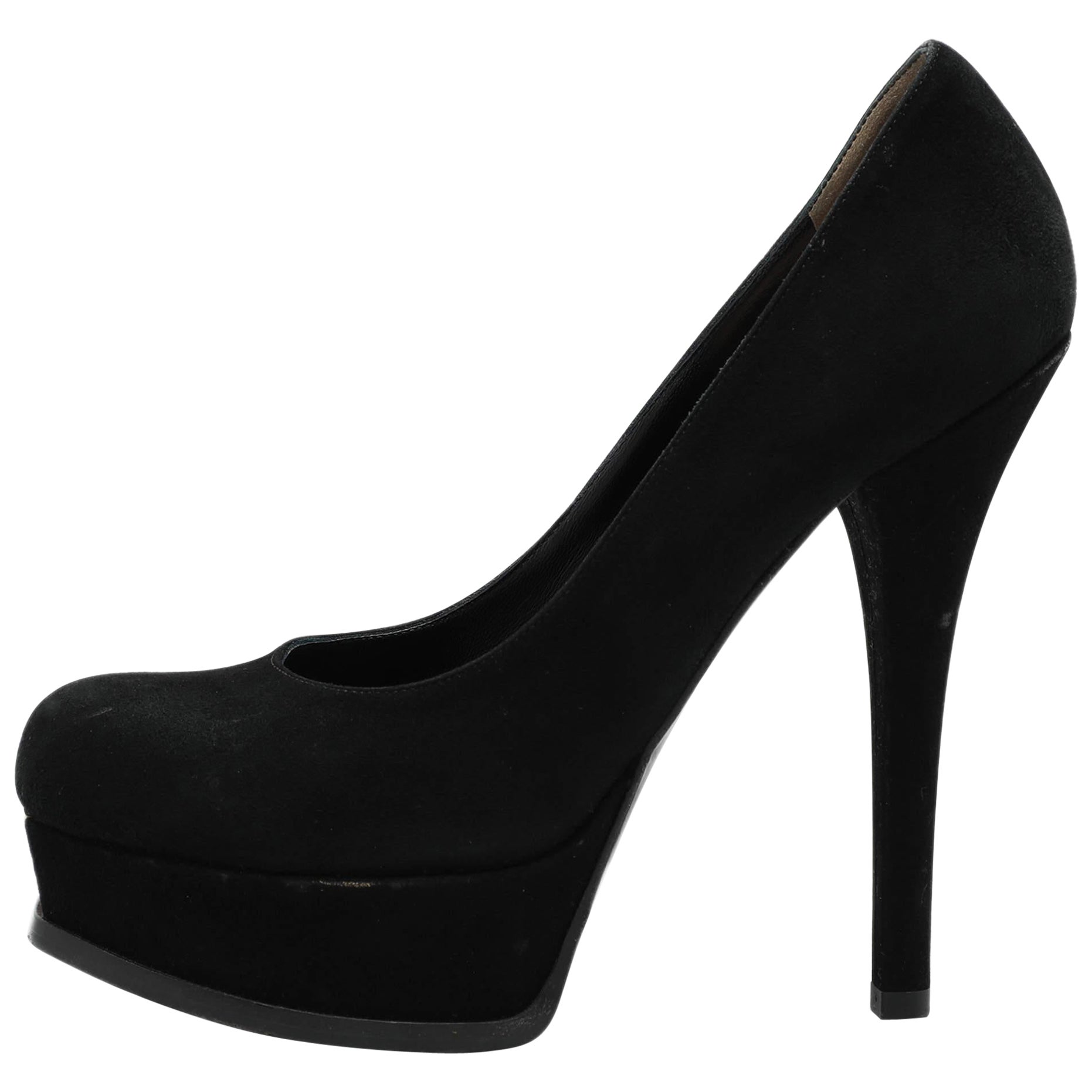 Fendi Black Suede Fendista Platform Pumps Size 39 For Sale