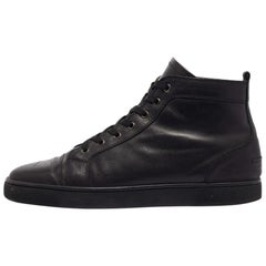 Christian Louboutin Black Leather Louis High Top Sneakers Size 45