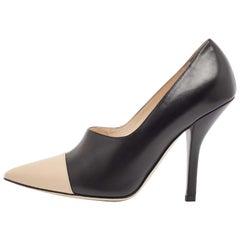 Fendi Black/Beige Leather Pointed Toe Pumps Size 41