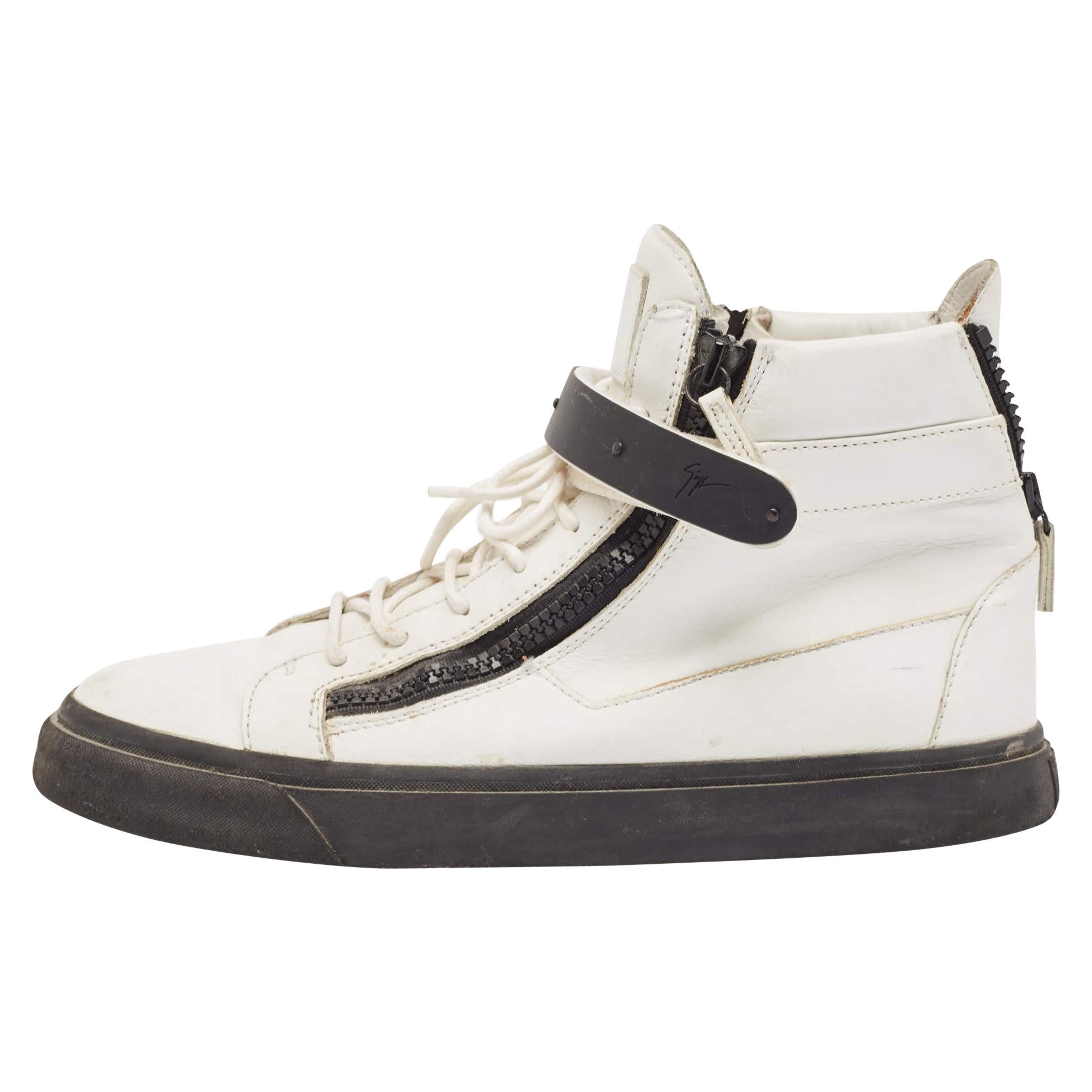 Giuseppe Zanotti Weiße High Top-Turnschuhe aus Leder Größe 46