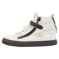 Giuseppe Zanotti, scarpe da ginnastica alte in pelle bianca taglia 46