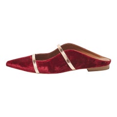 Malone Souliers Burgundy/Rose Gold Velvet Maureen Flat Mules Size 40