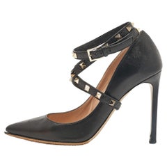 Valentino Schwarze Leder-Wickel-Pumps mit Nieten Größe 40