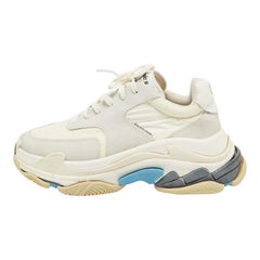 Balenciaga Grigio/Bianco in pelle e nylon Triple S Lace Up Sneakers Taglia 39