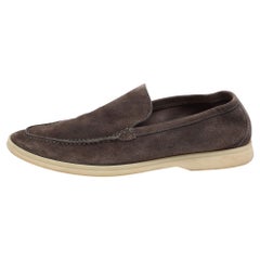 Loro Piana Grey Suede Summer Walk Loafers Size 43
