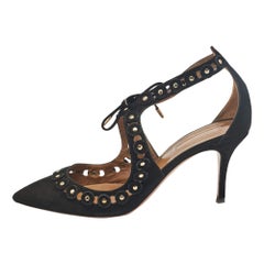 Bombas con correa al tobillo de ante negro Aquazzura Talla 37.5