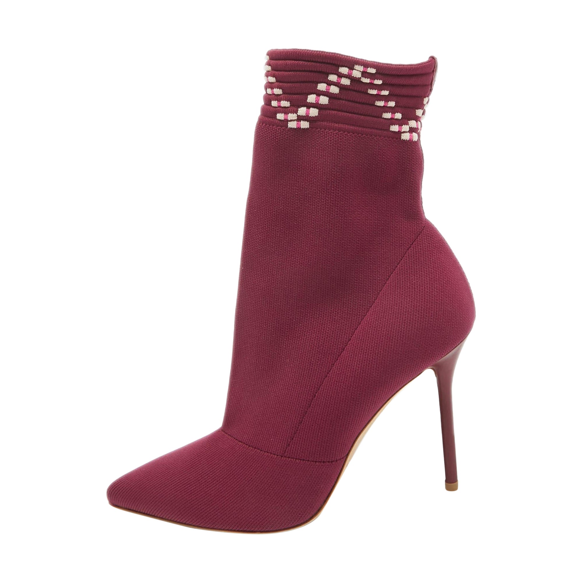 Malone Souliers Stivali alla caviglia in maglia borgogna taglia 39