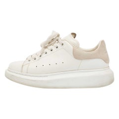 Alexander McQueen White Leather Oversized Lace Up Sneakers Size 38.5