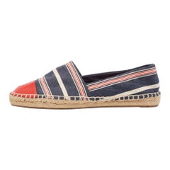 Tory Burch Multicolor Denim and Leather Espadrille Flats Size 37.5