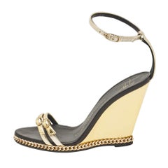 Giuseppe Zanotti Gold Leather Ankle Strap Sandals Size 36