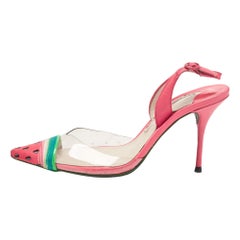Sophia Webster Pink Leather and PVC Slingback Pumps Size 36