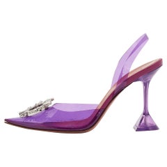 Amina Muaddi Purple PVC Begum Slingback Pumps Size 41