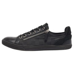 Louis Vuitton Black Leather and Neoprene Adventure Lace Up Sneakers Size 45