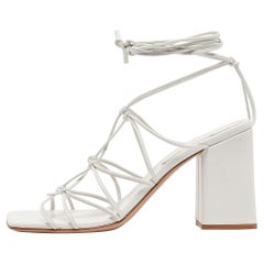 Gianvito Rossi Sandali alla caviglia Minas in pelle bianca misura 40,5