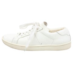 Saint Laurent White Leather Low Top Sneakers Size 34