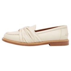 Chloe Cremefarbene Leder C Slip On Loafers Größe 40