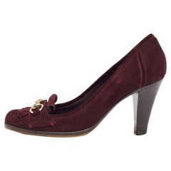 Gucci Burgundy Suede Fringe Pumps Size 36.5