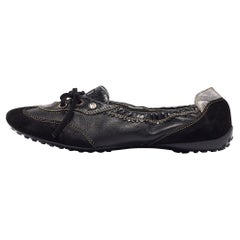 Tod's Ballet Flats en cuir et daim noir Taille 37.5
