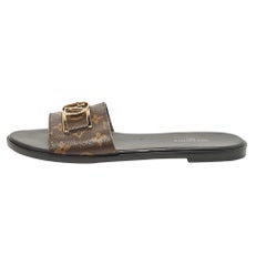 Louis Vuitton Brown Monogram Canvas Lock It Flat Sandals Size 40