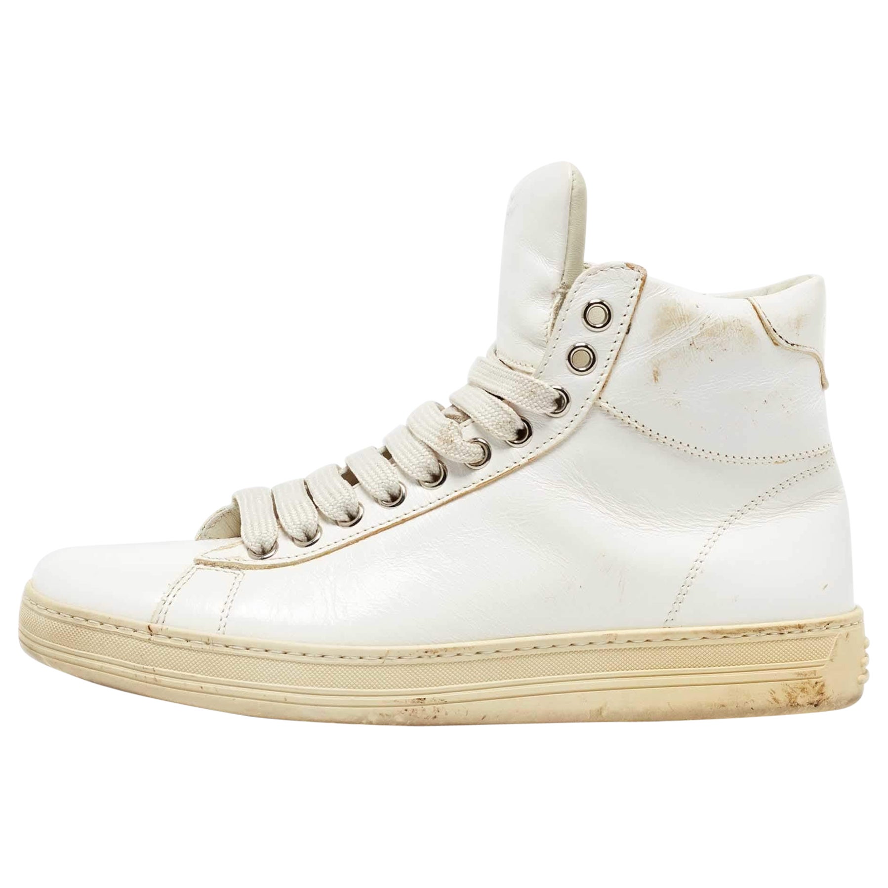 Tom Ford Weiß Leder Russell High Top Turnschuhe Größe 37