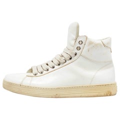 Tom Ford Baskets montantes Russell en cuir blanc, taille 37