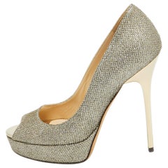 Jimmy Choo Metallic Lurex Fabric Dahlia Pumps Size 36