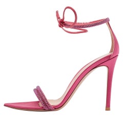 Gianvito Rossi Pink Satin Montecarlo Ankle Strap Sandals Size 36