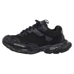 Balenciaga Black Faux Leather and Mesh Track 3 Sneakers Size 42