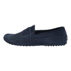 Tod's Navy Blue Nubuck Leather Gommini Loafers Size 41