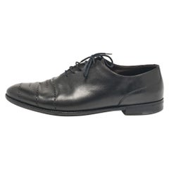 Bottega Veneta Nero Pelle Lace Up Oxfords Taglia 45