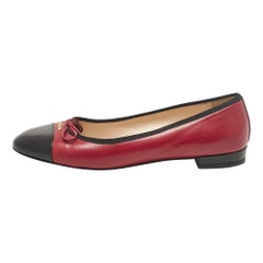 Prada Pink/Black Patent and Leather Bow Ballet Flats Size 37