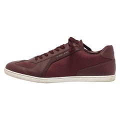 Louis Vuitton Burgundy Leather Victoire Lace Up Sneakers Size 44