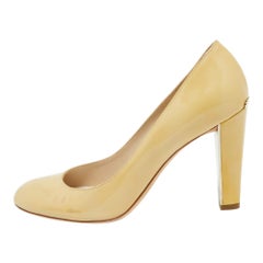 Dior Beige Patent Leather Round Toe Pumps Size 38