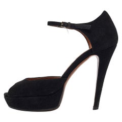 Gucci Black Suede Ankle Strap Sandals Size 35