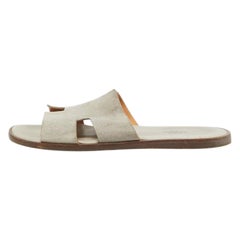 Hermes Grey Suede Izmir Slides Size 43.5