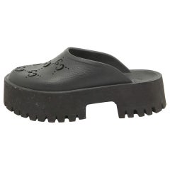 Gucci Black Perforated GG Rubber Platform Mules Size 37