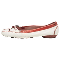 Salvatore Ferragamo White/Red Leather Ballet Flats Size 39.5