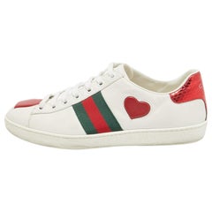Gucci White Leather Ace Low Top Sneakers Size 38