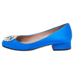 Gucci Blue Satin Interlocking G Ballet Flats Size 36